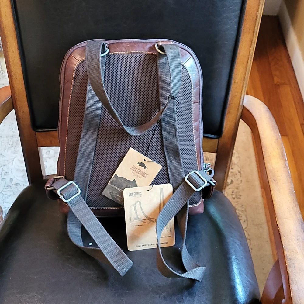 Jack Georges Voyager convertable backpack/crossbody bag,  buffalo leather Nwt